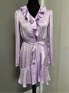 Bardot Australia Winona Satin Wrap Dress, Lilac